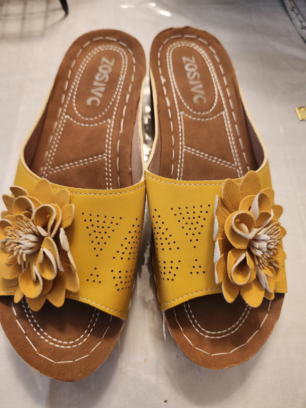 Women's Yellow Floral Slide Sandals